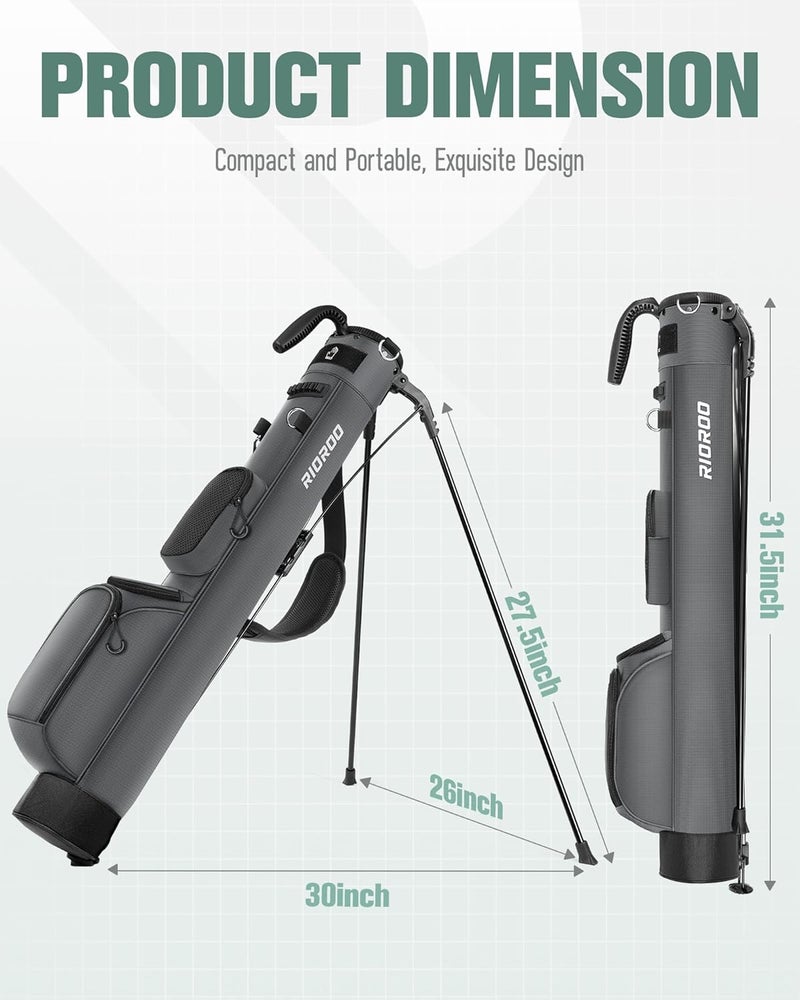 RIOROO Golf Stand Bag, Lightweight Par 3 Golf Bag Holds Up to 7 Clubs with Two Way Dividers Cooler Pocket Shoulder Strap and Multiple Storage Pockets for Men and Women - Image 4